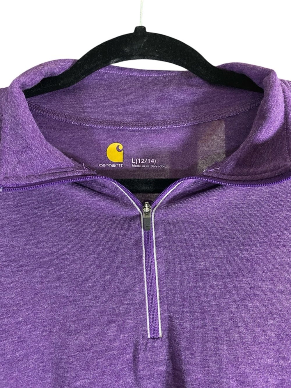 Carhartt Force Purple Quarter Zip Pullover Long Sleeve Athletic Top Size L 12/14 - Picture 3 of 12